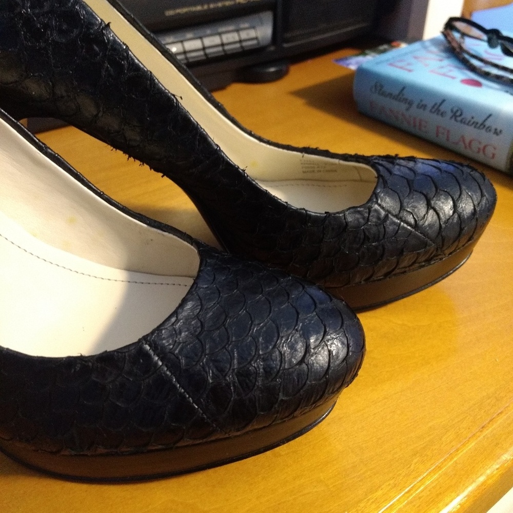 Calvin Klein Kendall fish skin platform heels
